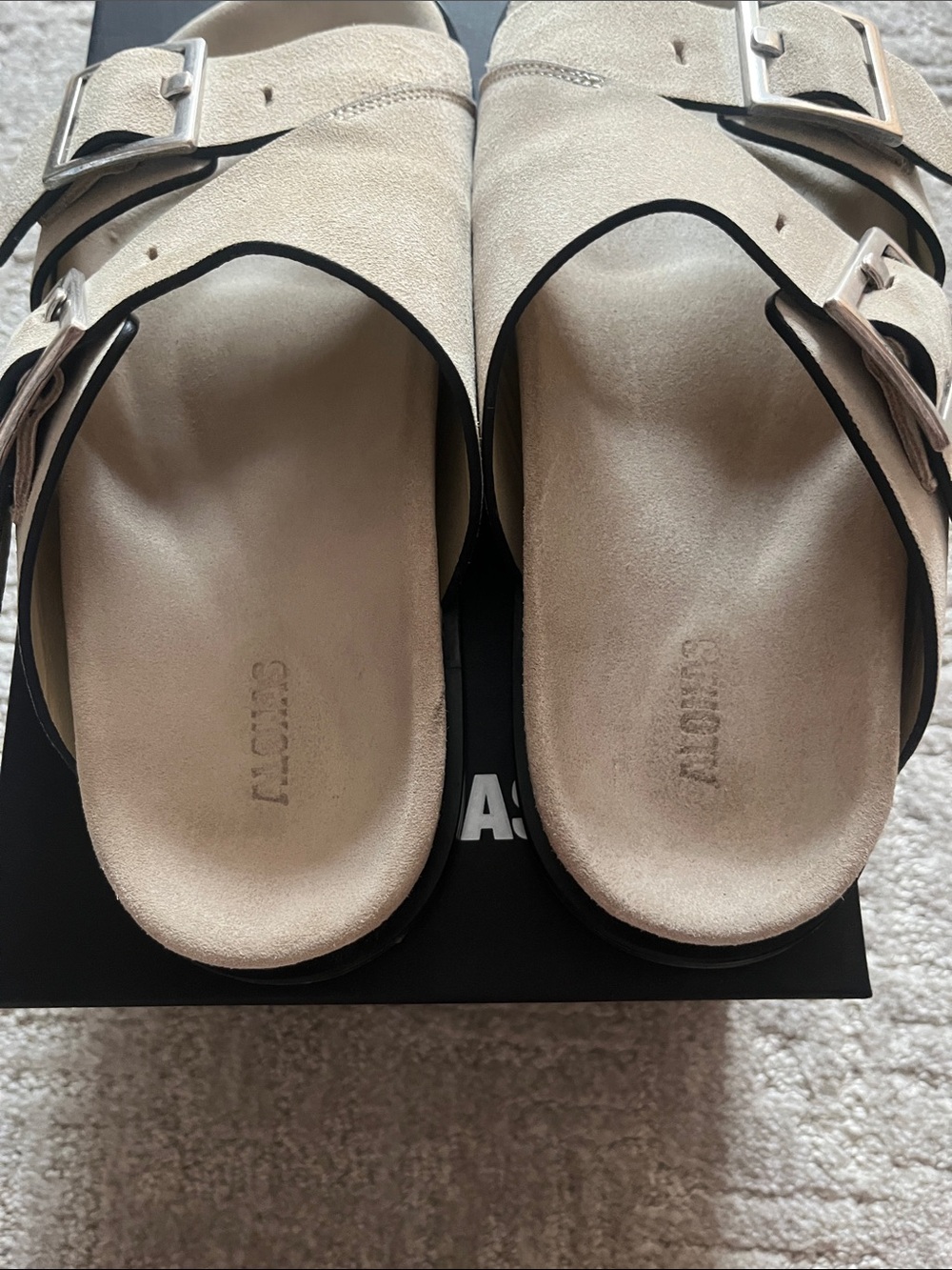 ALOHAS Alba Beige Double Buckle Slide Sandals 36/6 - Picture 5 of 5
